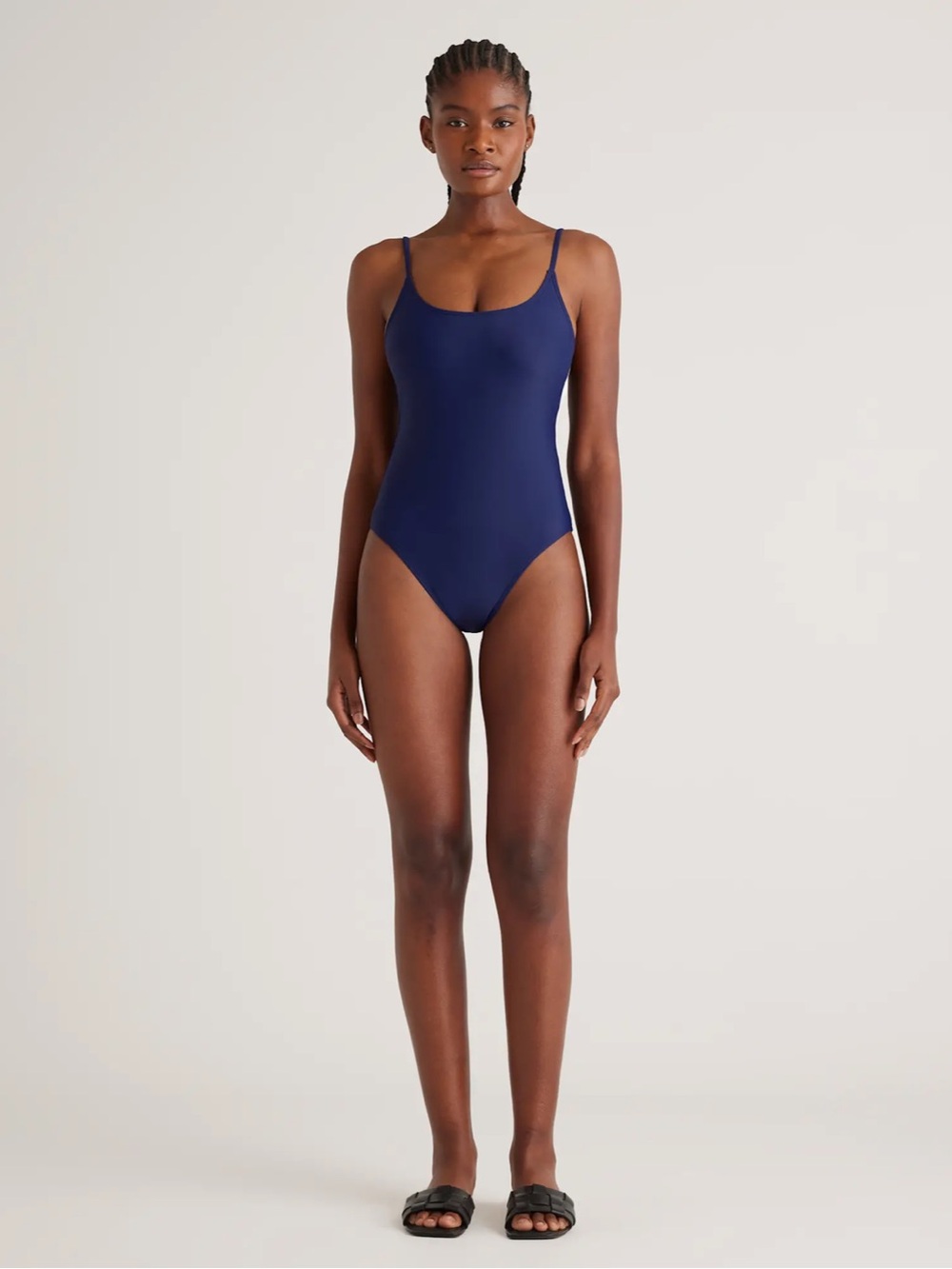 QUINCE Italian Cami One-Piece Swimsuit Deep Navy Small